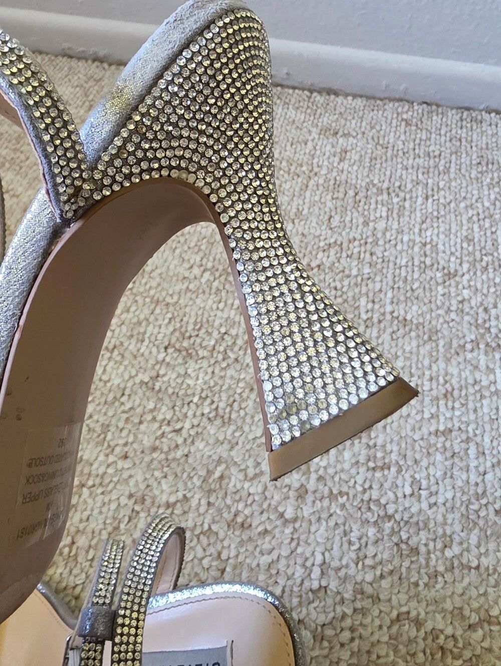 Steve Madden Lange Glam Heels Silver Rhinestones Size 8 - Picture 13 of 14